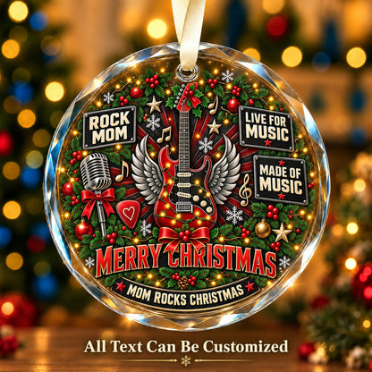 Rock Mom Personalized Glass Ornament | 5To9Vibe