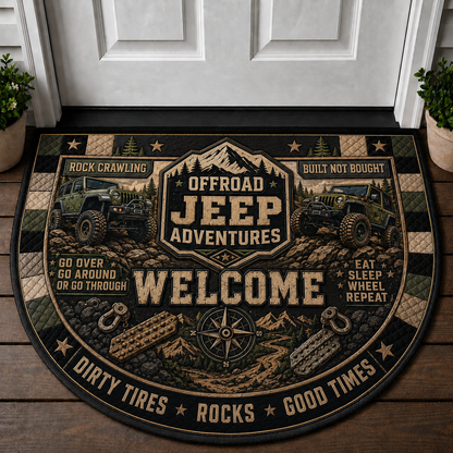 Jeep Dad Welcome Mat - Manual Transmission 4x4 Off-Road Doormat - 5to9vibe