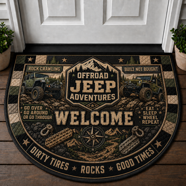 Off Road Jeep Adventures Welcome Mat - Rock Crawling Outdoor Doormat - 5to9vibe