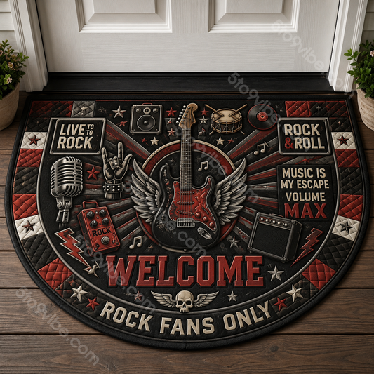 Rock Music Welcome Mat - Rock Fans Only Heavy Metal Outdoor Doormat - 5to9vibe