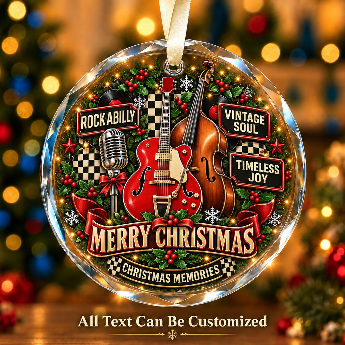 Rockabilly Personalized Glass Ornament | 5To9Vibe