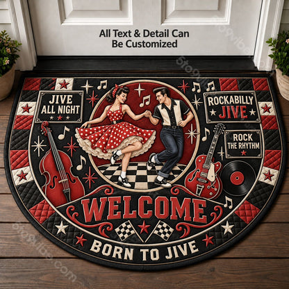 Rockabilly Jive Personalized Half Round Mat | 5To9Vibe