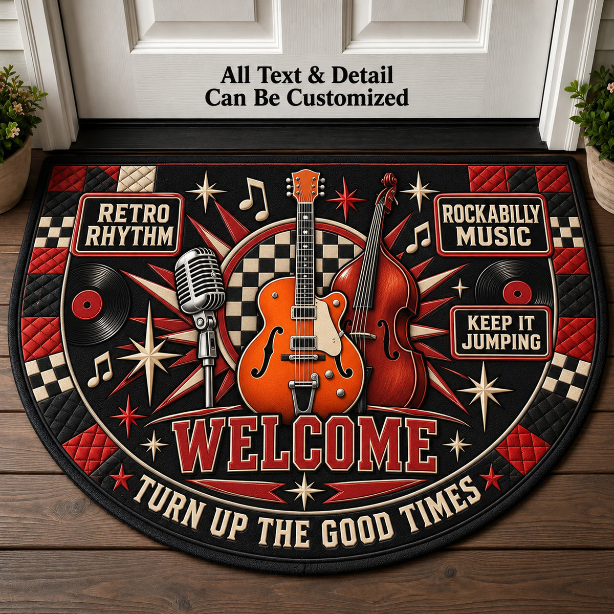 Rockabilly Music Personalized Half Round Mat | 5To9Vibe