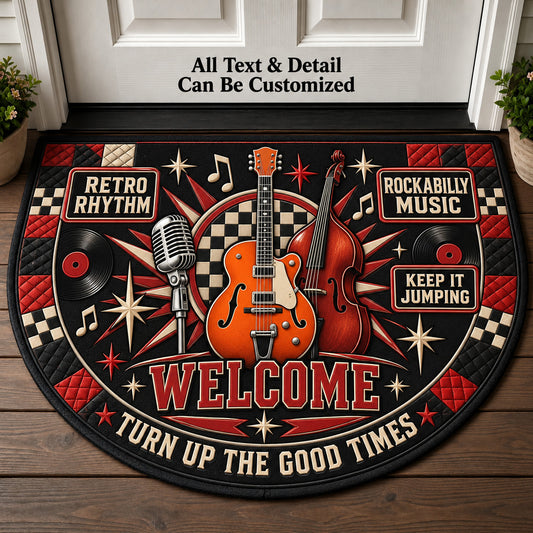 Rockabilly Music Personalized Half Round Mat | 5To9Vibe
