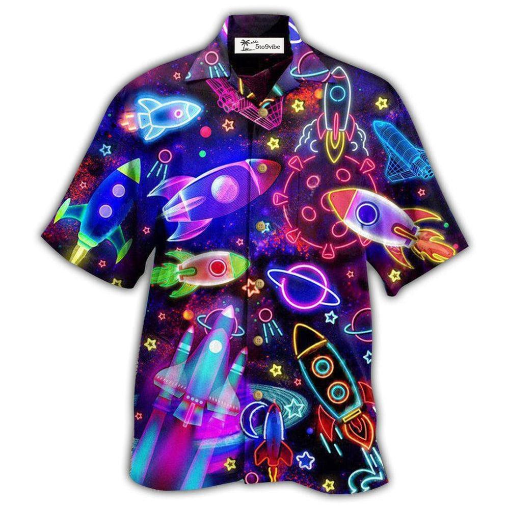 Hawaiian Shirt / Adults / S Rocket Galaxy Shoot For The Stars Glowing - Hawaiian Shirt 