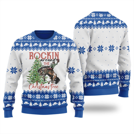 Rocking Around Christmas Tree Cowboy Christmas Sweater Men
