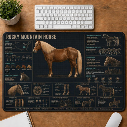 Rocky Mountain Horse Horse and Equestrian Visual Guide Desk Mat | 5To9Vibe