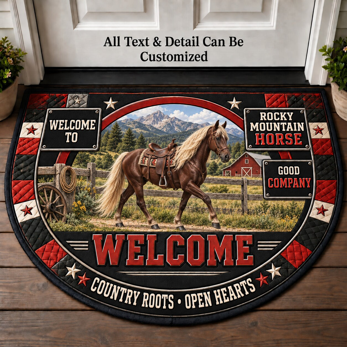 Rocky Mountain Horse Personalized Half Round Mat | 5To9Vibe
