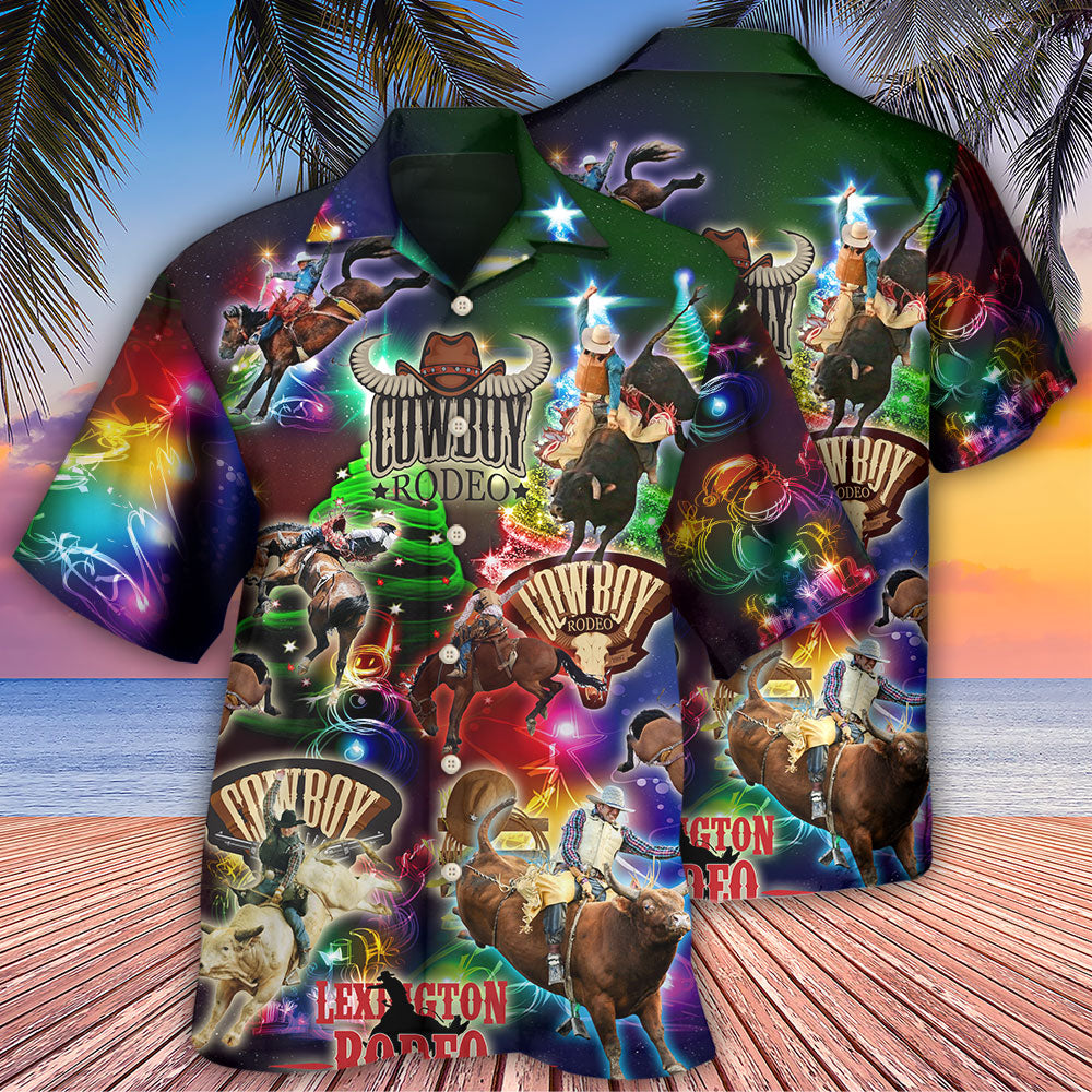 Cowboy Rodeo Merry Christmas - Hawaiian Shirt 