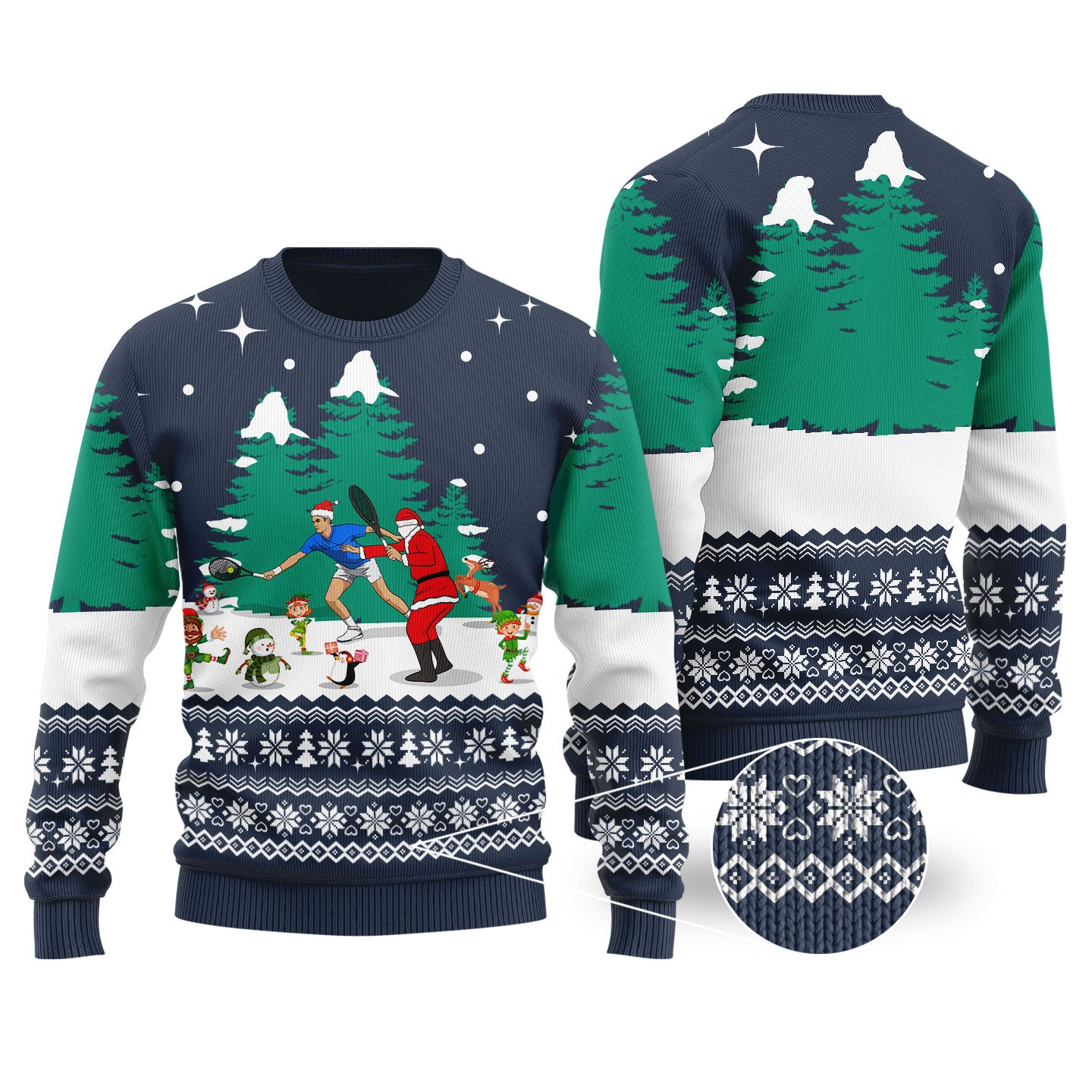 Roger Federer Ugly Christmas Sweater Navy