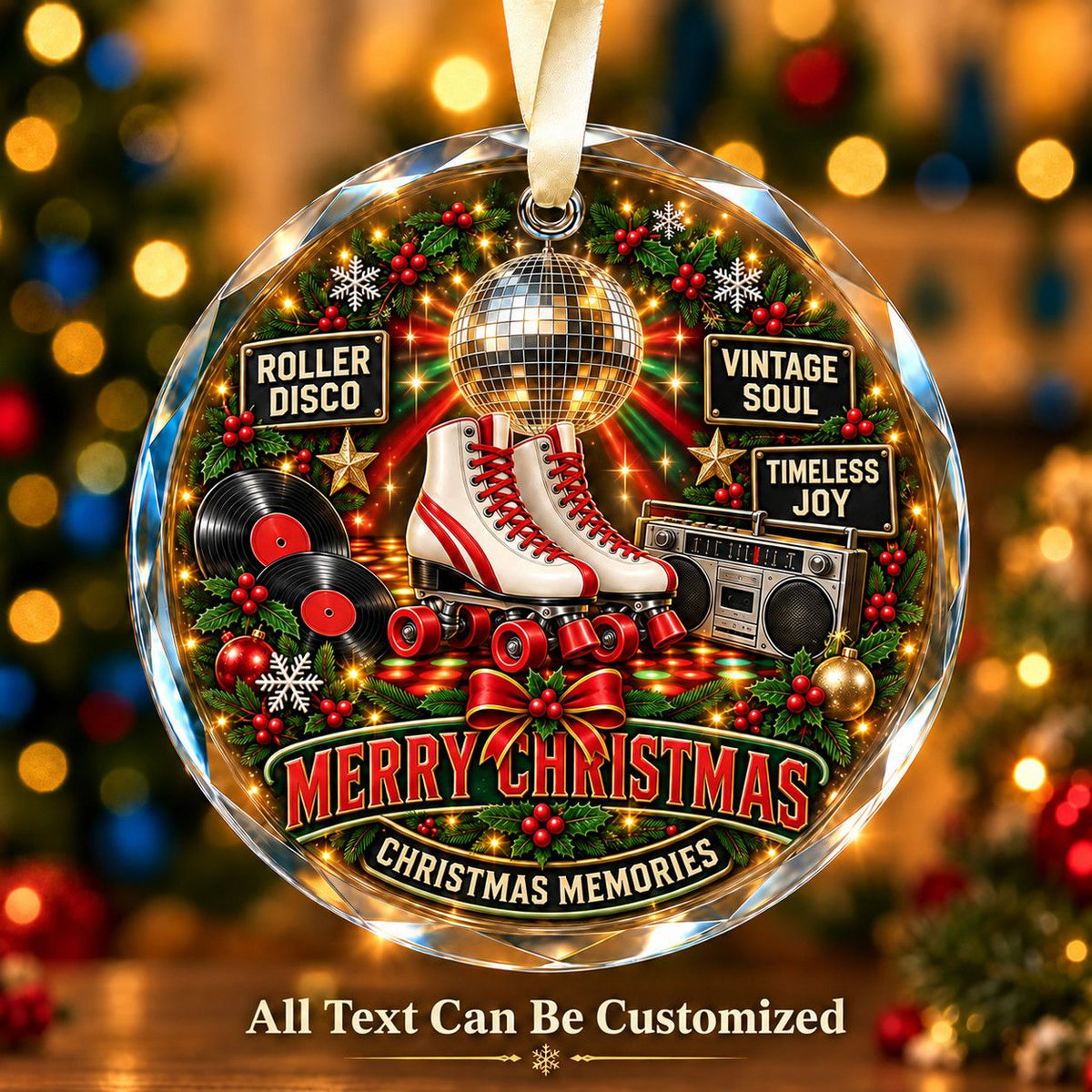 Roller Disco Personalized Glass Ornament | 5To9Vibe