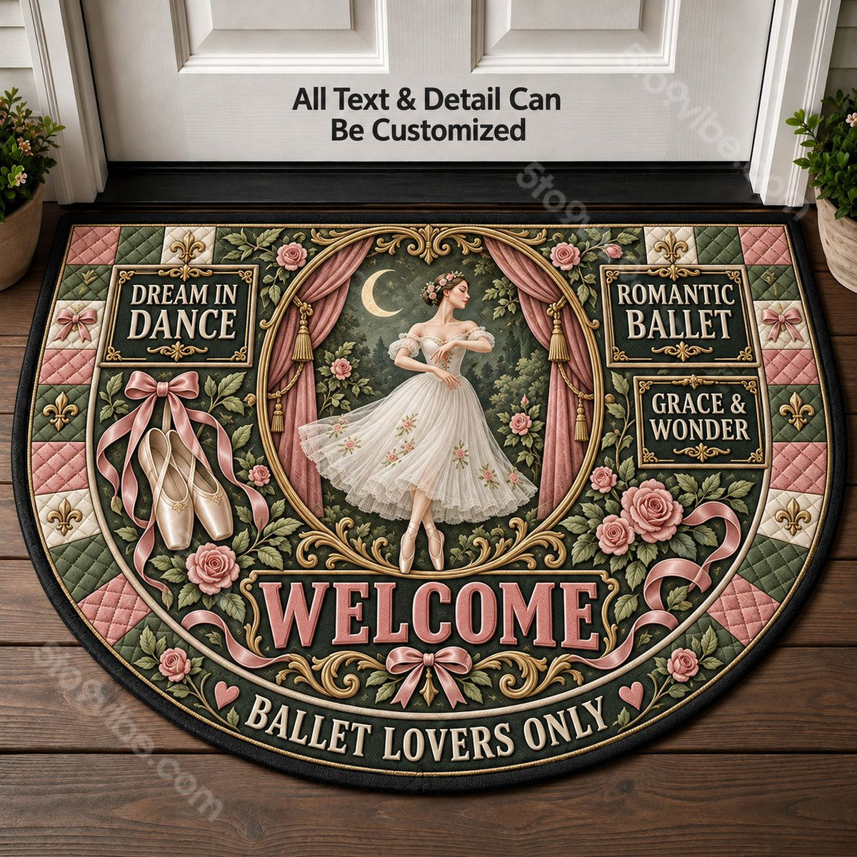 Romantic Ballet Personalized Half Round Mat | 5To9Vibe