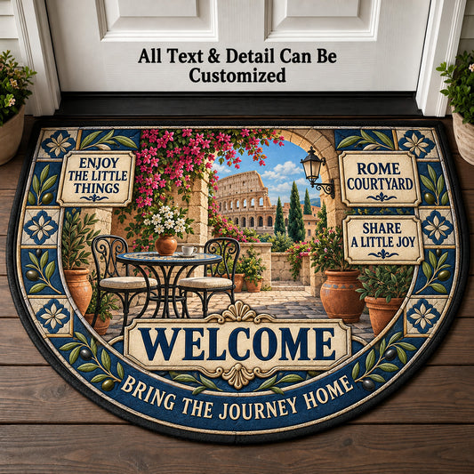 Rome Courtyard Personalized Half Round Mat | 5To9Vibe