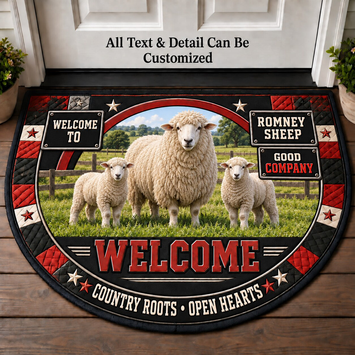 Romney Sheep Personalized Half Round Mat | 5To9Vibe