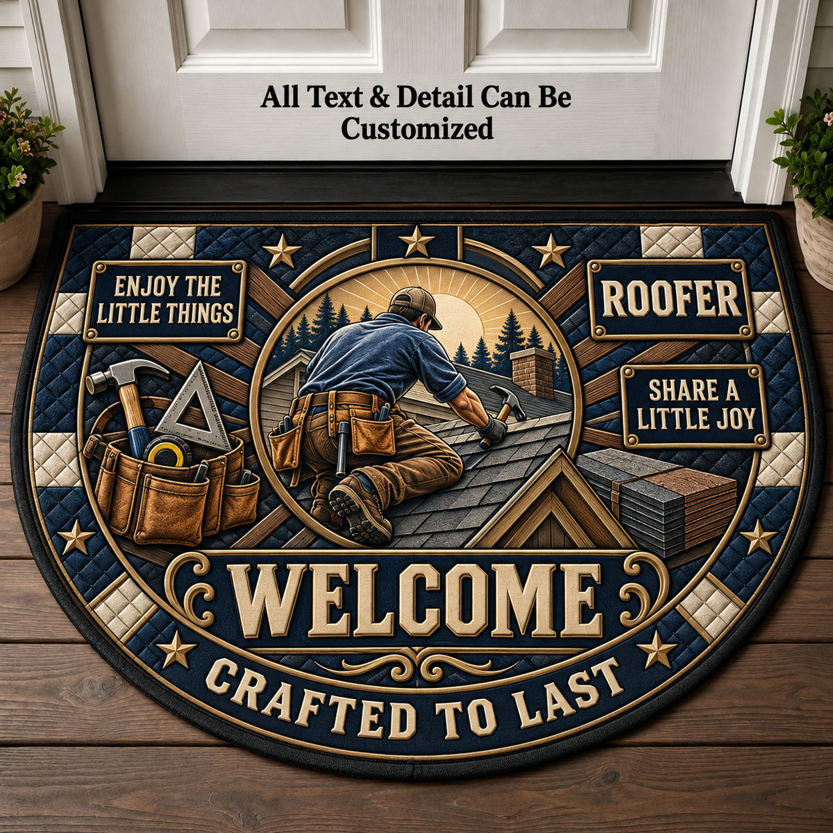 Roofer Personalized Half Round Mat | 5To9Vibe