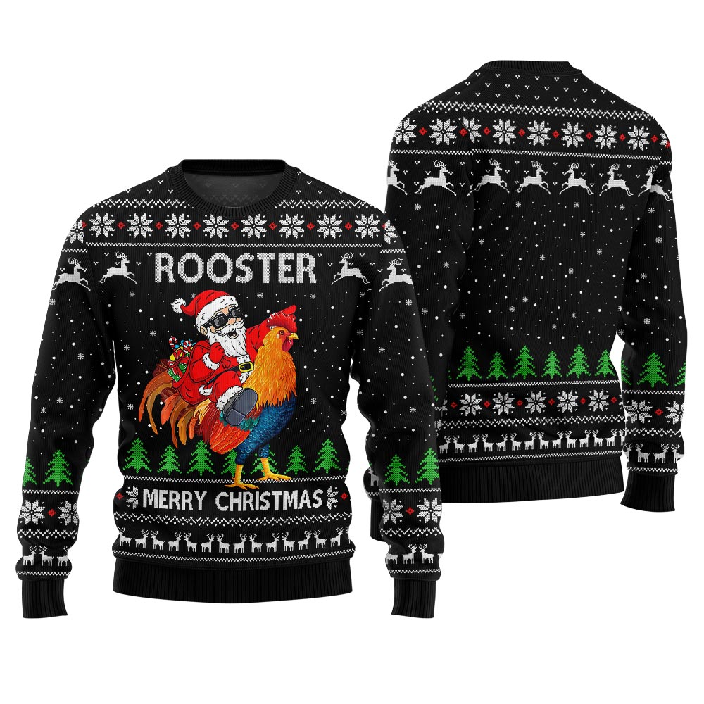 Rooster Santa Ugly Christmas Sweater