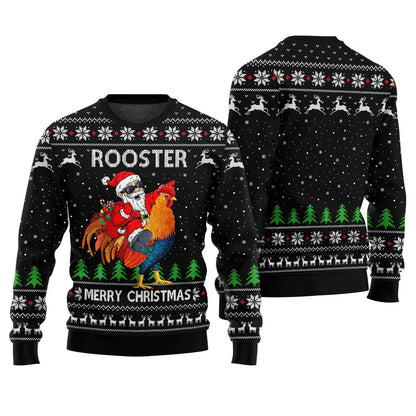 Rooster Santa Ugly Christmas Sweater