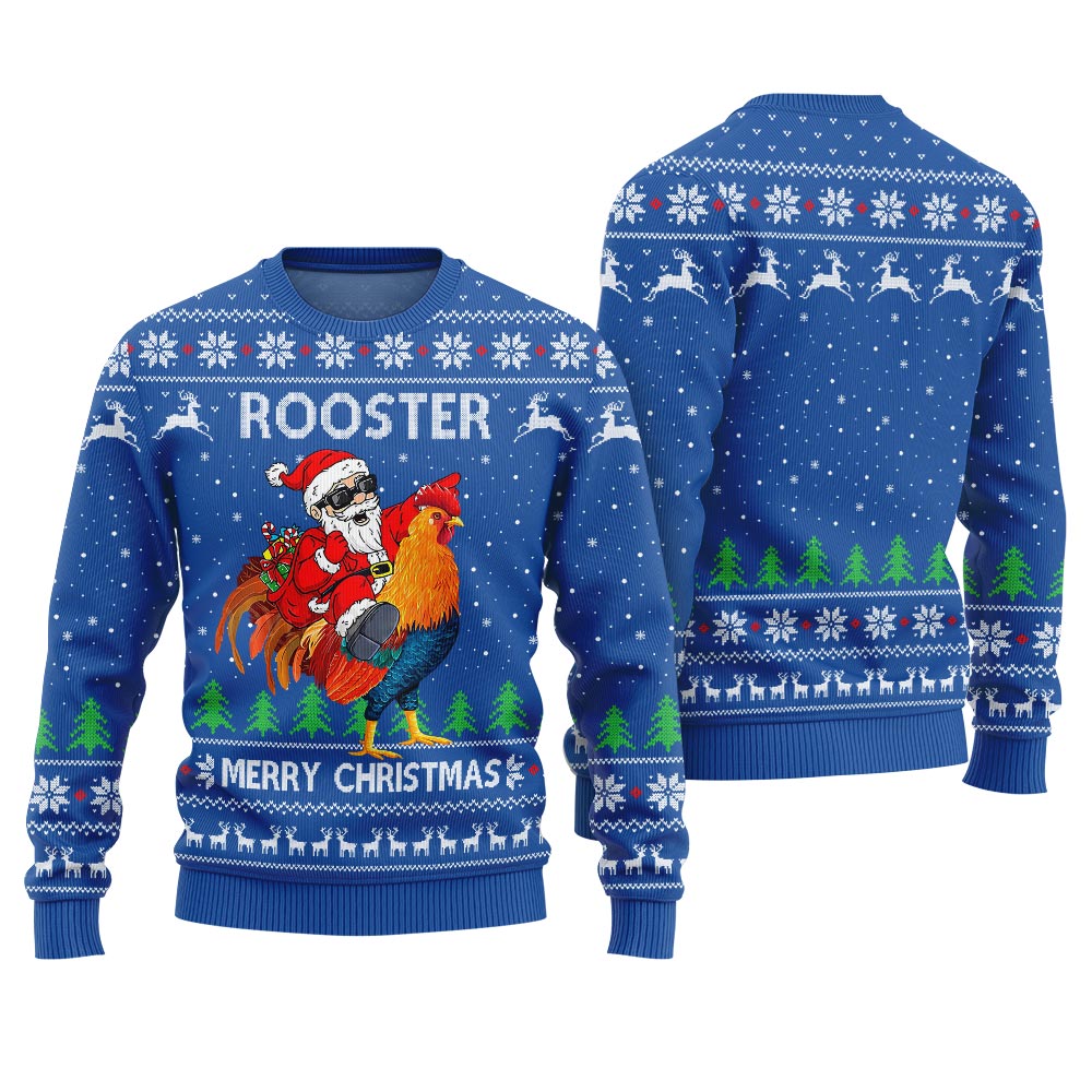 Rooster Santa Ugly Christmas Sweater