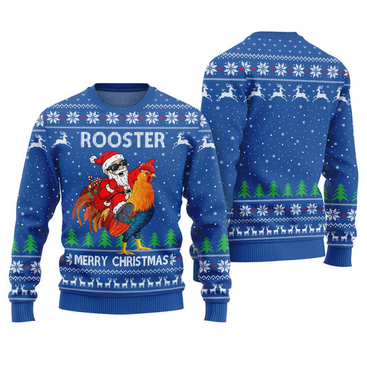 Rooster Santa Ugly Christmas Sweater