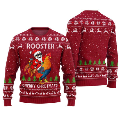 Rooster Santa Ugly Christmas Sweater