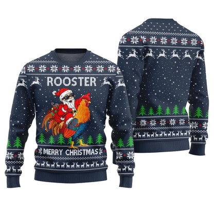 Rooster Santa Ugly Christmas Sweater