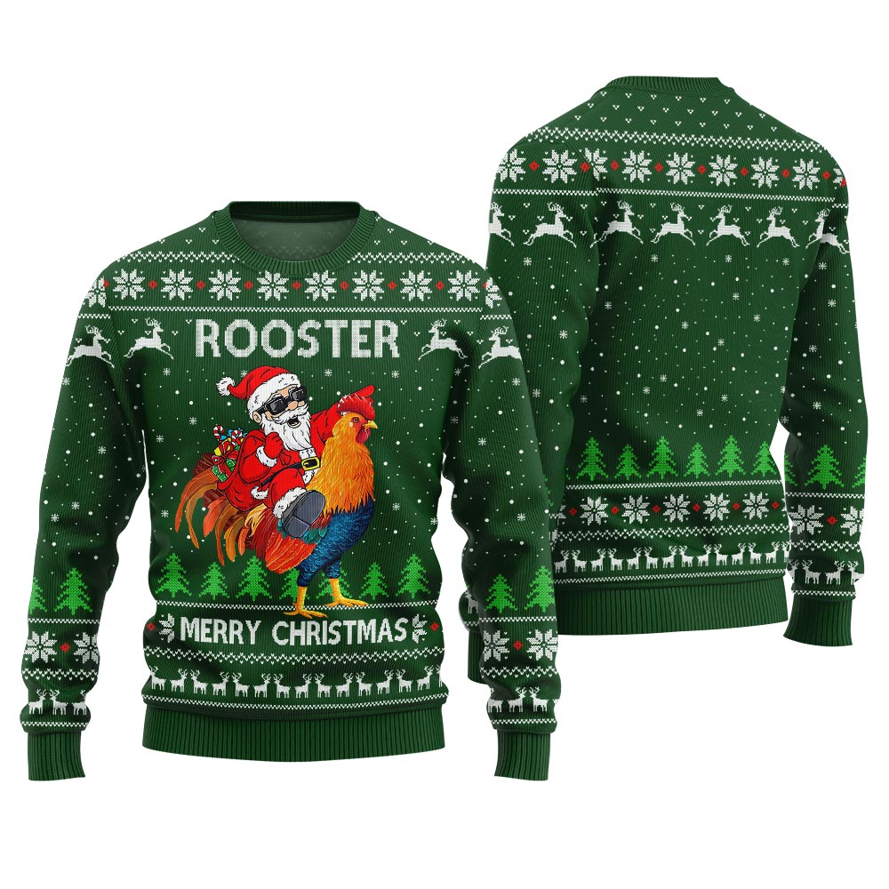 Rooster Santa Ugly Christmas Sweater