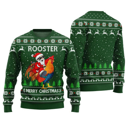 Rooster Santa Ugly Christmas Sweater