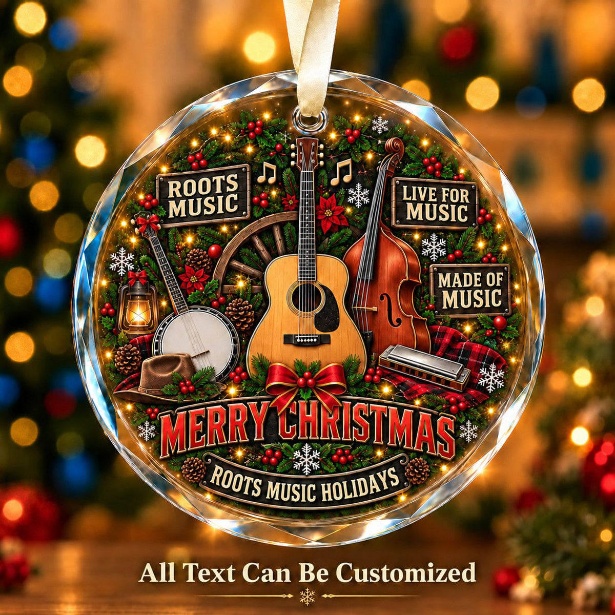 Roots Music Personalized Glass Ornament | 5To9Vibe