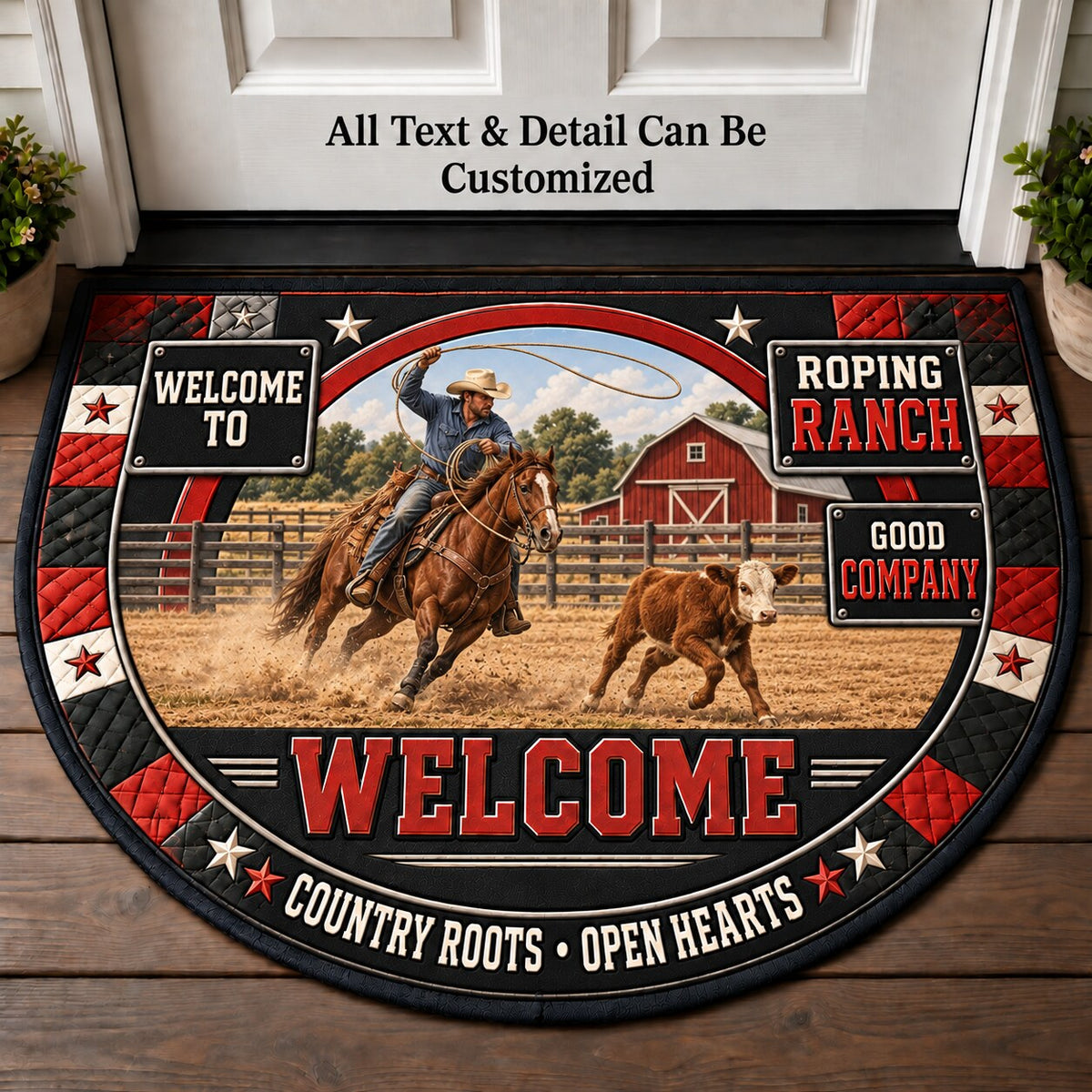 Roping Ranch Personalized Half Round Mat | 5To9Vibe