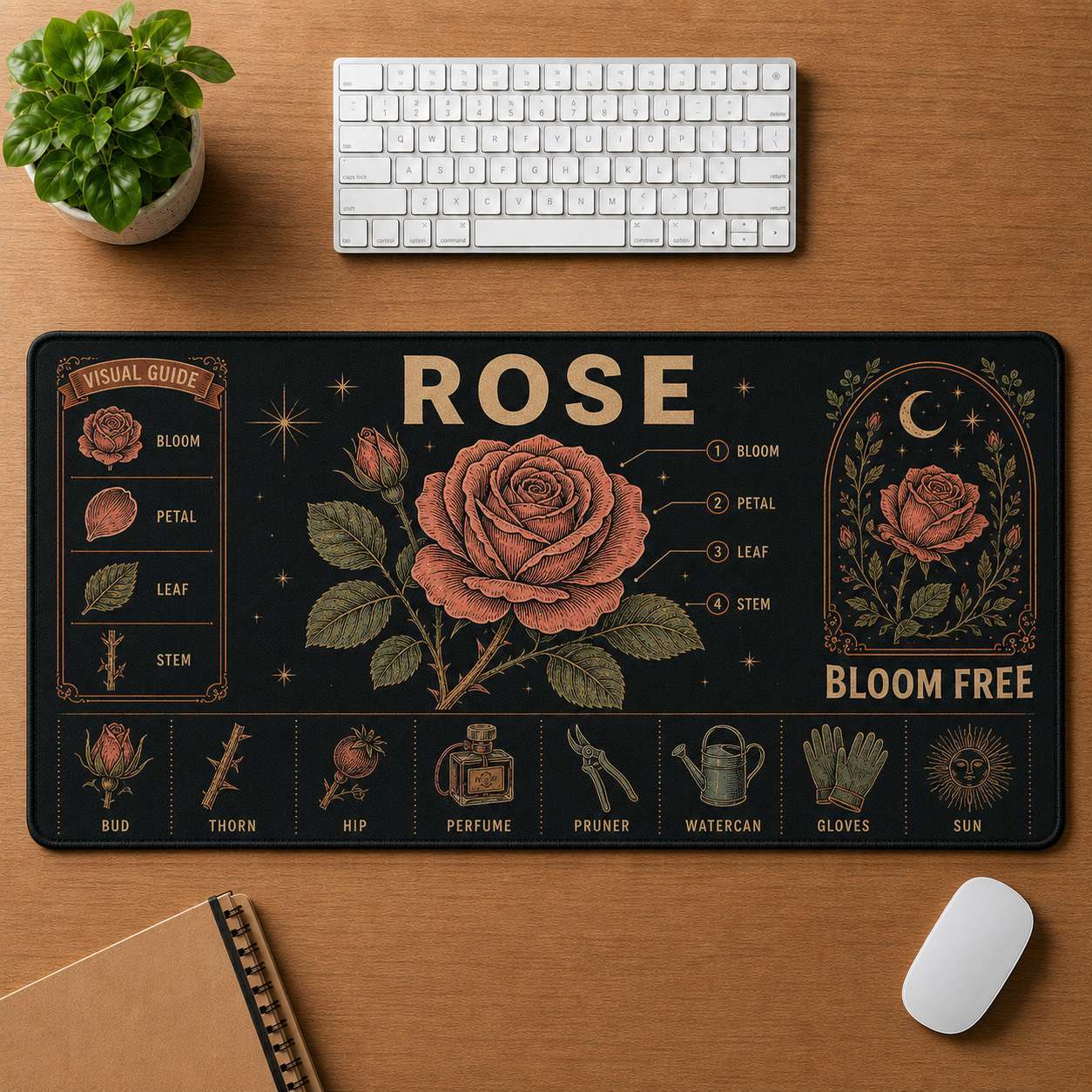 Poppy Hippie Desk Mat Mouse Pad | 5To9Vibe - Rose style