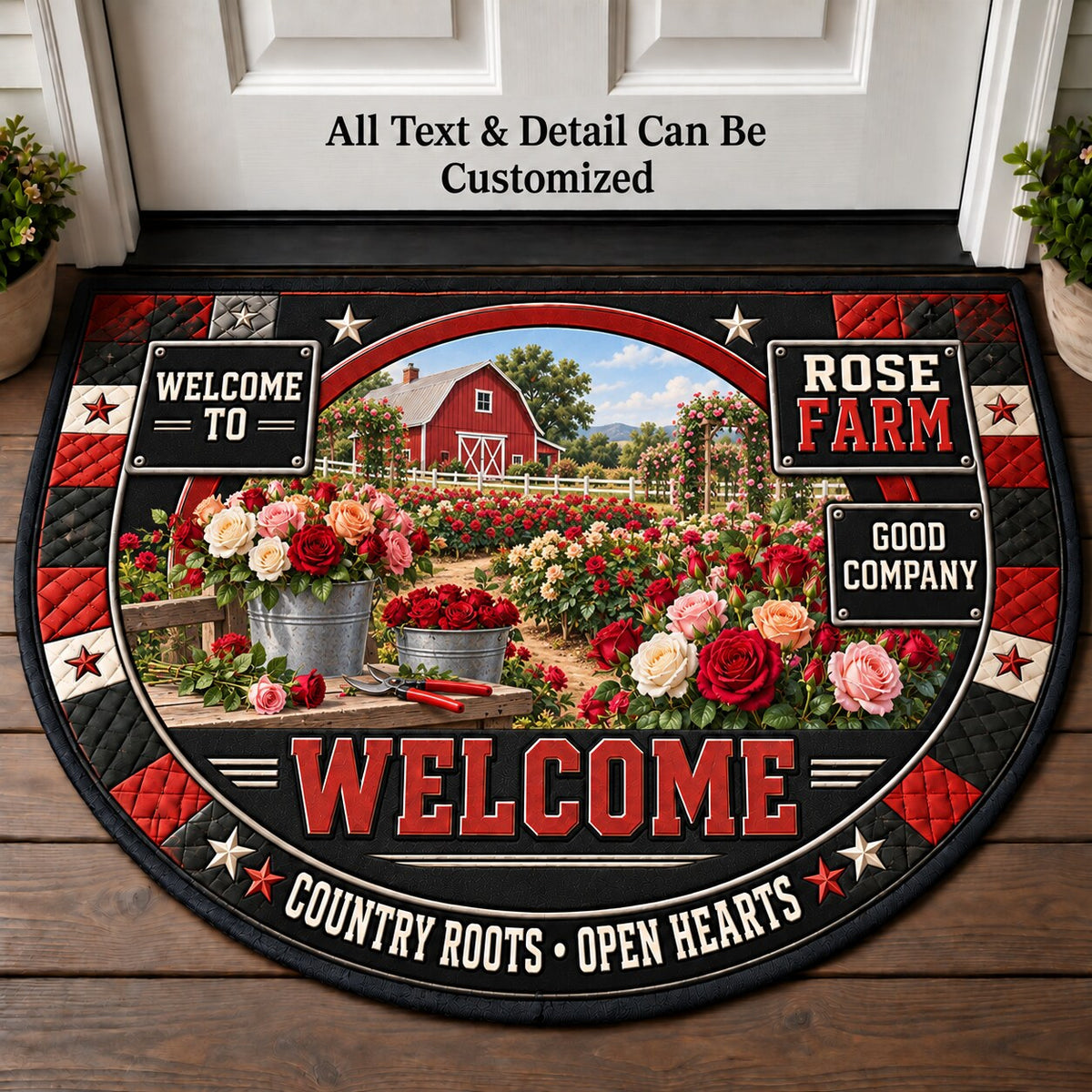 Rose Farm Personalized Half Round Mat | 5To9Vibe