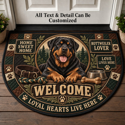 Rottweiler Lover Personalized Half Round Mat | 5To9Vibe