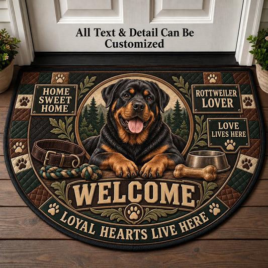 Rottweiler Lover Personalized Half Round Mat | 5To9Vibe