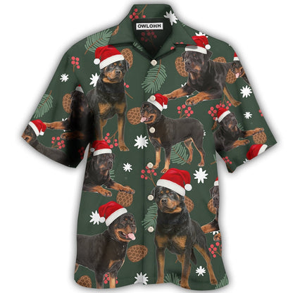 Hawaiian Shirt / Adults / S Rottweiler Green Leaf Merry Christmas - Hawaiian Shirt 