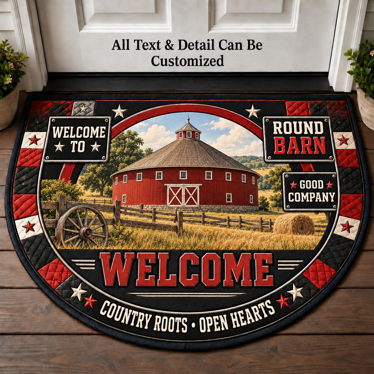 Round Barn Personalized Half Round Mat | 5To9Vibe