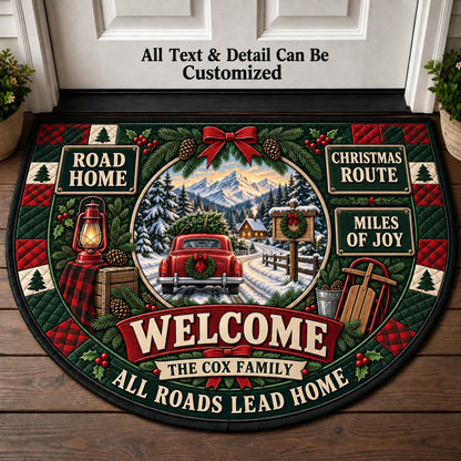 Route Home Christmas Personalized Half Round Mat | 5To9Vibe