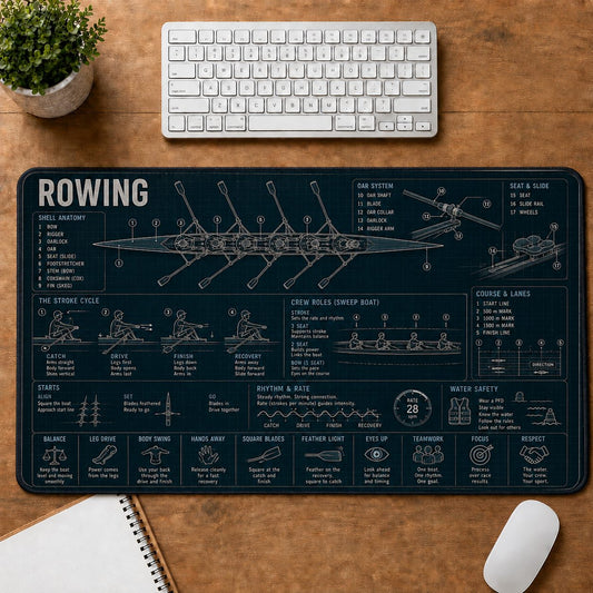 Rowing Sports Visual Guide Desk Mat | 5To9Vibe