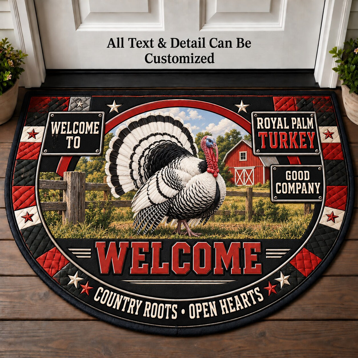 Royal Palm Turkey Personalized Half Round Mat | 5To9Vibe