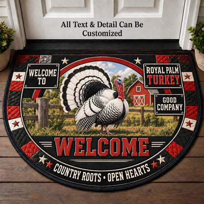 Royal Palm Turkey Personalized Half Round Mat | 5To9Vibe