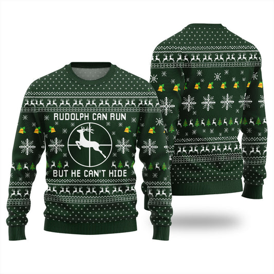 Rudolph Reindeer Can Run But Can't Hide Ugly Sweater For Men