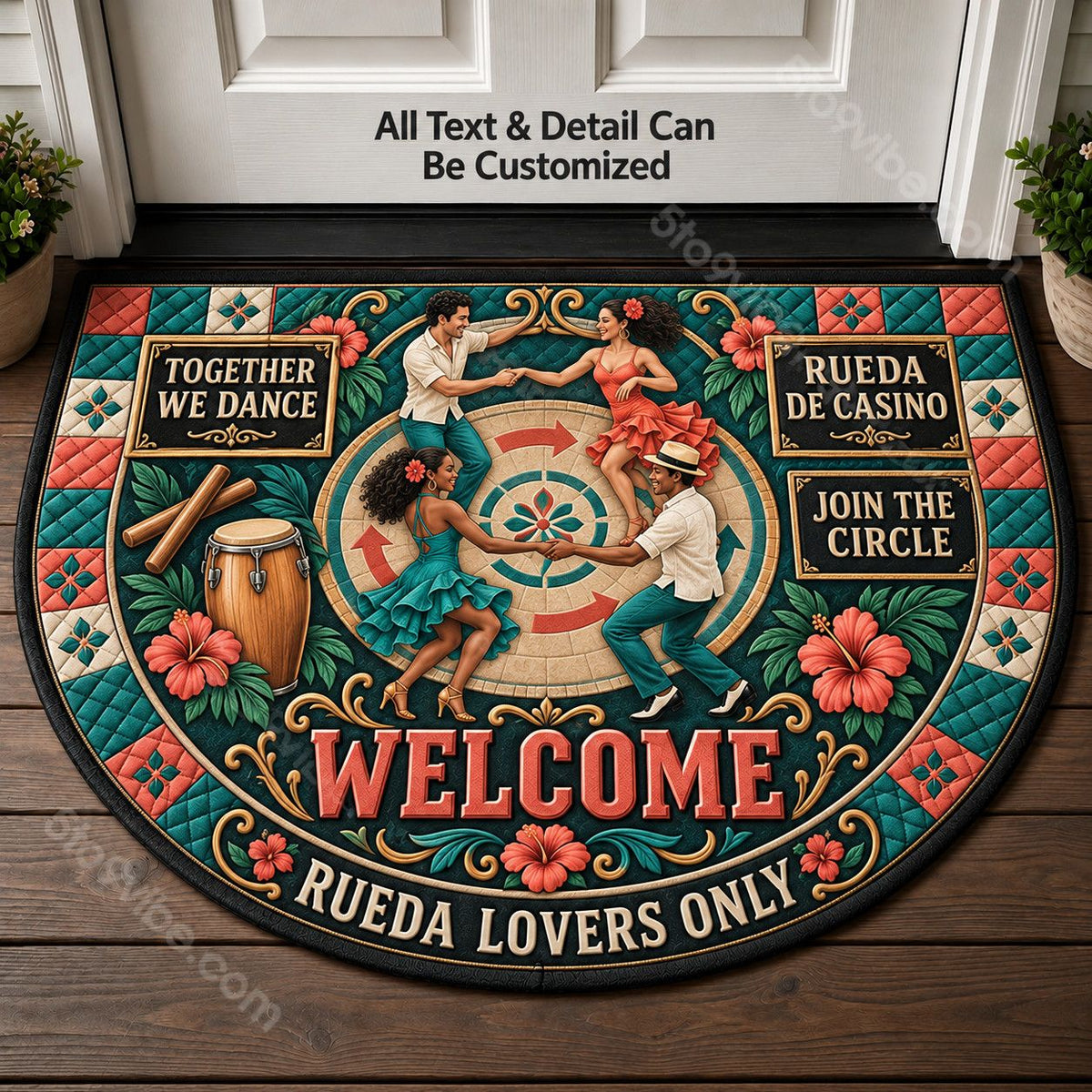 Rueda De Casino Personalized Half Round Mat | 5To9Vibe
