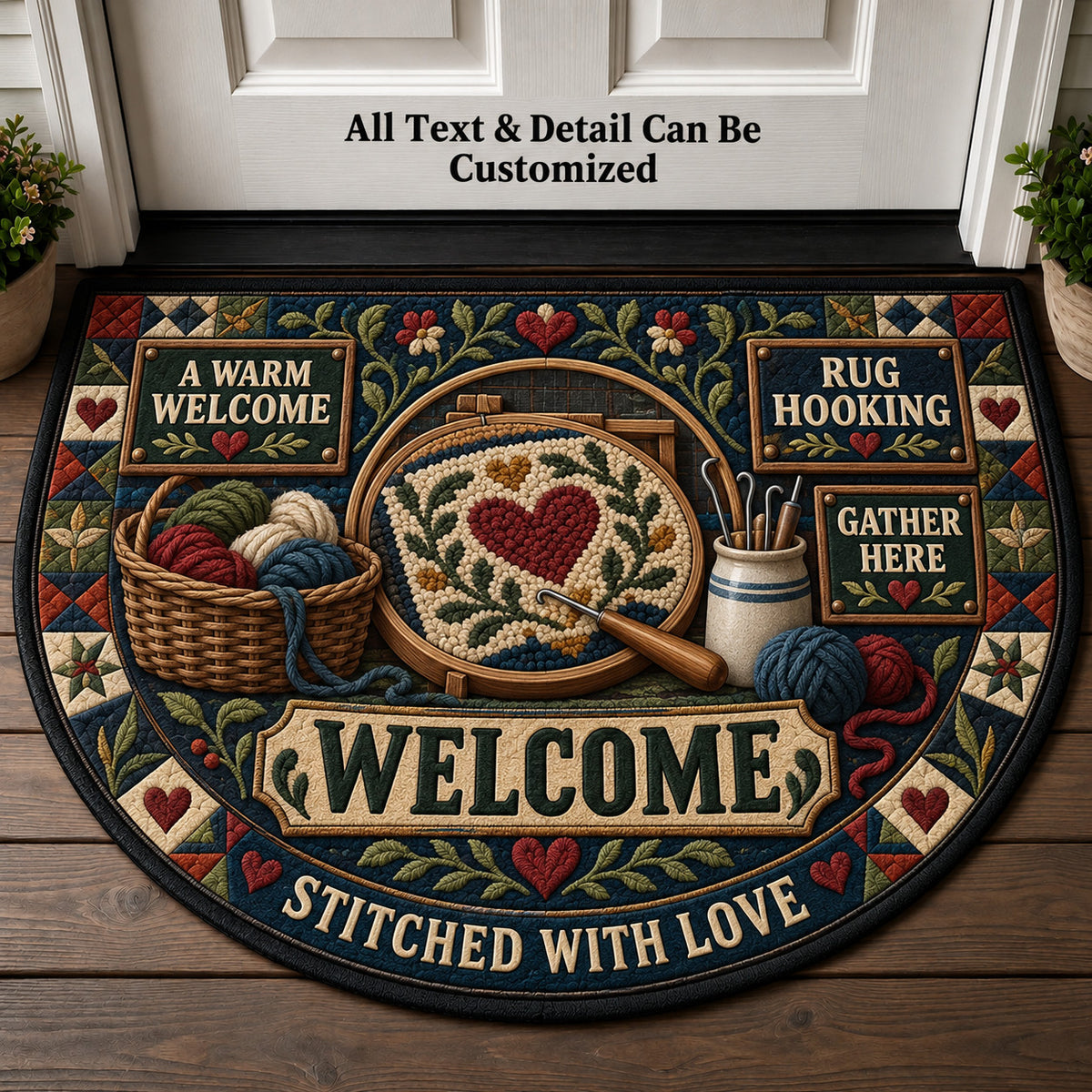 Rug Hooking Personalized Half Round Mat | 5To9Vibe