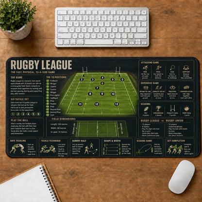 Rugby League Sports Visual Guide Desk Mat | 5To9Vibe