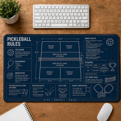 Pickleball Rules Sports Technique Guide Desk Mat | 5To9Vibe