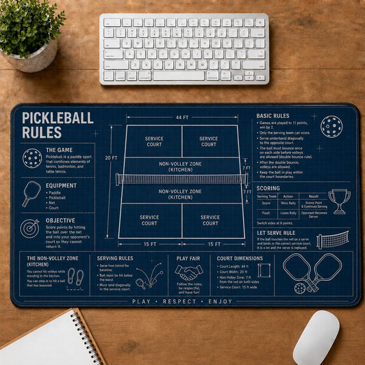 Pickleball Rules Sports Technique Guide Desk Mat | 5To9Vibe