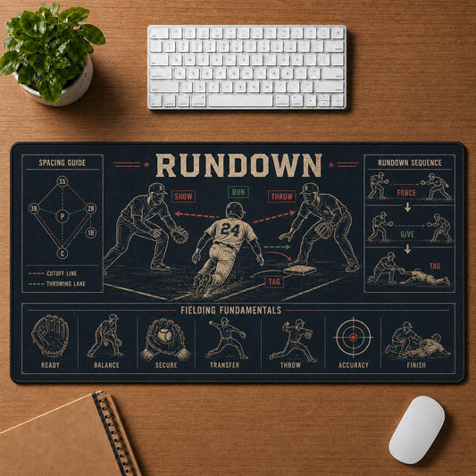 Rundown Baseball Blueprint Desk Mat | 5To9Vibe