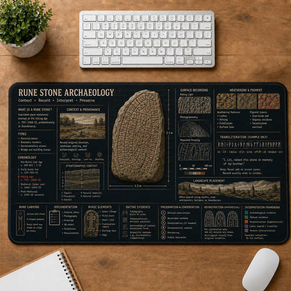 Rune Stone Archaeology Viking History and Culture Guide Desk Mat | 5To9Vibe