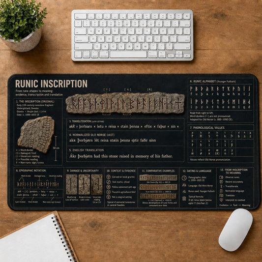 Runic Inscription Viking History and Culture Guide Desk Mat | 5To9Vibe