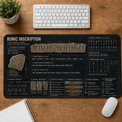 Runic Inscription Viking History and Culture Guide Desk Mat | 5To9Vibe