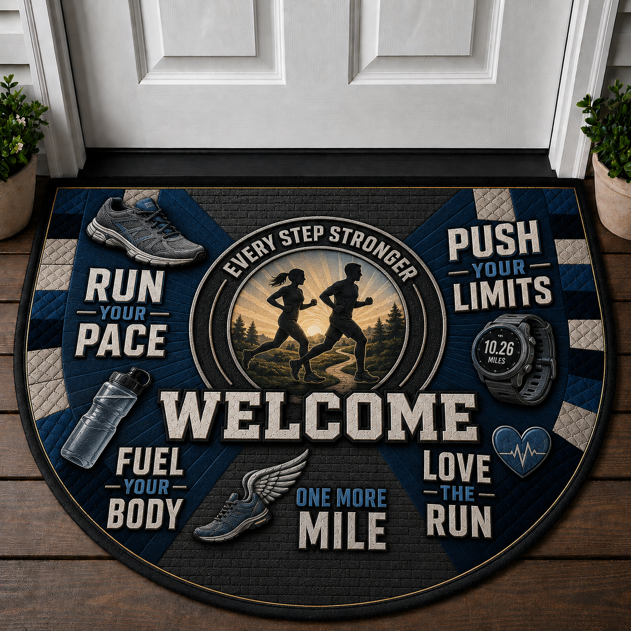 Running Welcome Mat - Motivational Trail Runner Outdoor Doormat - 5to9vibe
